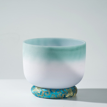 Q&#39;re Green White G Catatan Kristal Singing Bowl Tenggorokan Chakra 10 inci