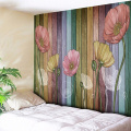 Retro Wood Plank Flower Wall Tapestry Colorful Tapestry Wall Hanging for Livingroom Bedroom Dorm Home Decor