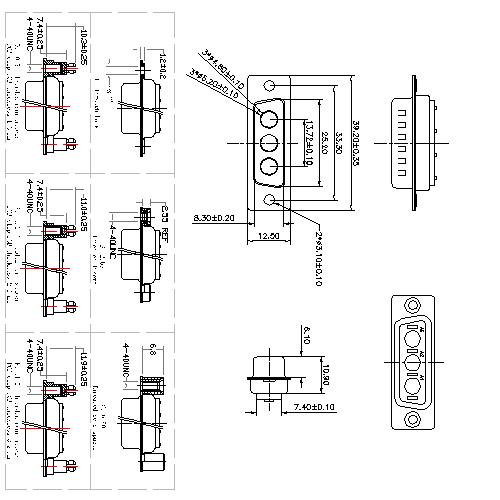 PDC3W3-MXXXX00 Coaxial D-SUB 3W3 MALE Solder Cup 