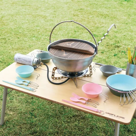Burning Fire Camping Cook Pot Stainless Steel Metal Soup & Stock Pots with Pan Hanging Handle