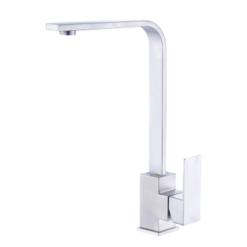 Factory SUS304 Stainless Steel Kitchen Faucet, One Hole Mixer Tap, Deck Mount, Chrome Finish