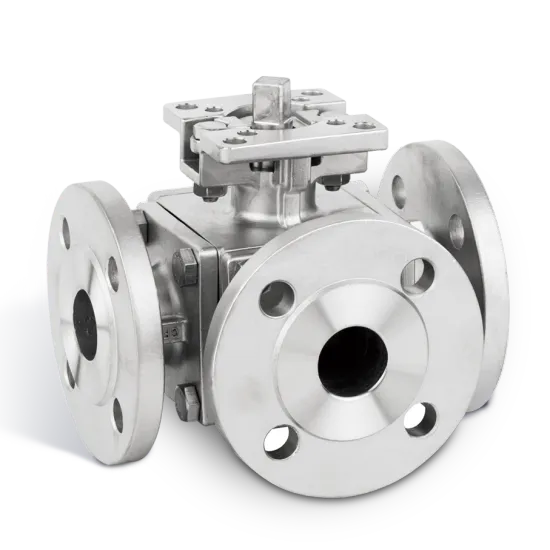CF8/CF8m/Wcb stainless steel Three Way Flange Ball Valve