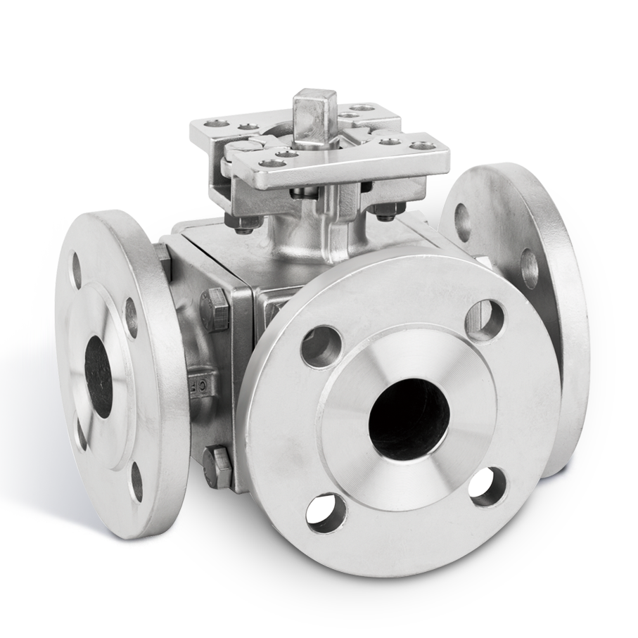 CF8 / CF8M / WCB en acier inoxydable Valve de billes à trois voies