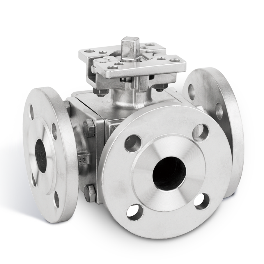 CF8/CF8m/Wcb stainless steel Three Way Flange Ball Valve