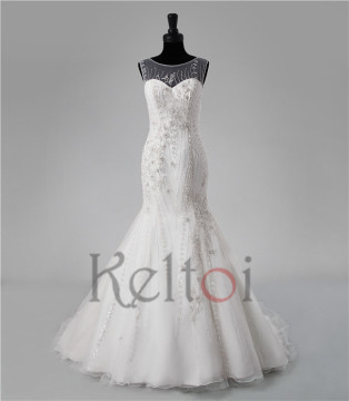 sweetheart bling see-through mermaid wedding dress