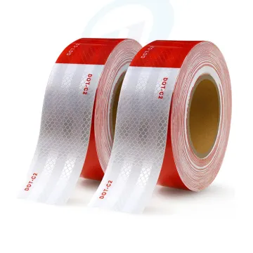2 Inch x 160 Feet DOT-C2 Waterproof Red and White Reflective Adhesive Safety Tape for Trailers and Trucks