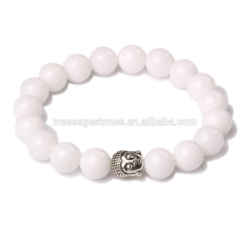 White jade handmade gold buddha bracelet