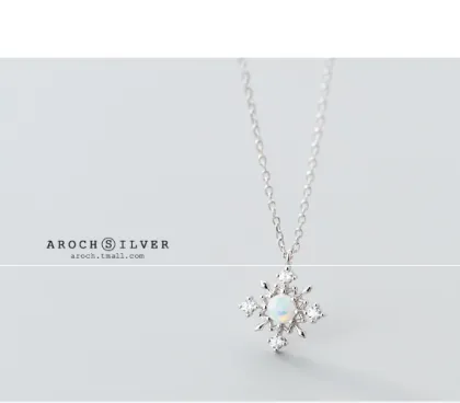 White Opal necklace 925 silver
