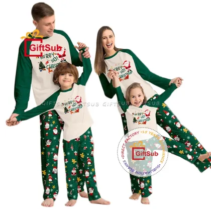 Matching Family Christmas Pajamas: Wholesale Long Sleeve Raglan Shirts & Printed Pants for Sublimation