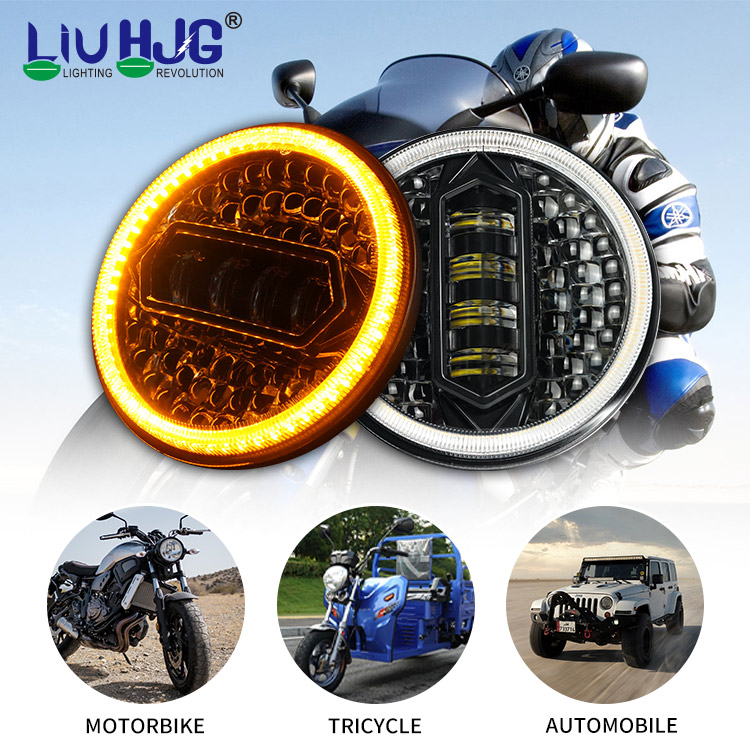 H4 H13 Plug Dot E9 Approved 40w High Low Beam White Round 7inch Motor Led Headlight For Car3