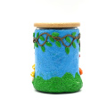 Blue Forest Mushroom Glass Storage Jar