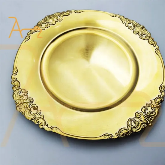 Wholesale Luxury Gold and Silver Beaded Charger Plates for Wedding Events and Serving