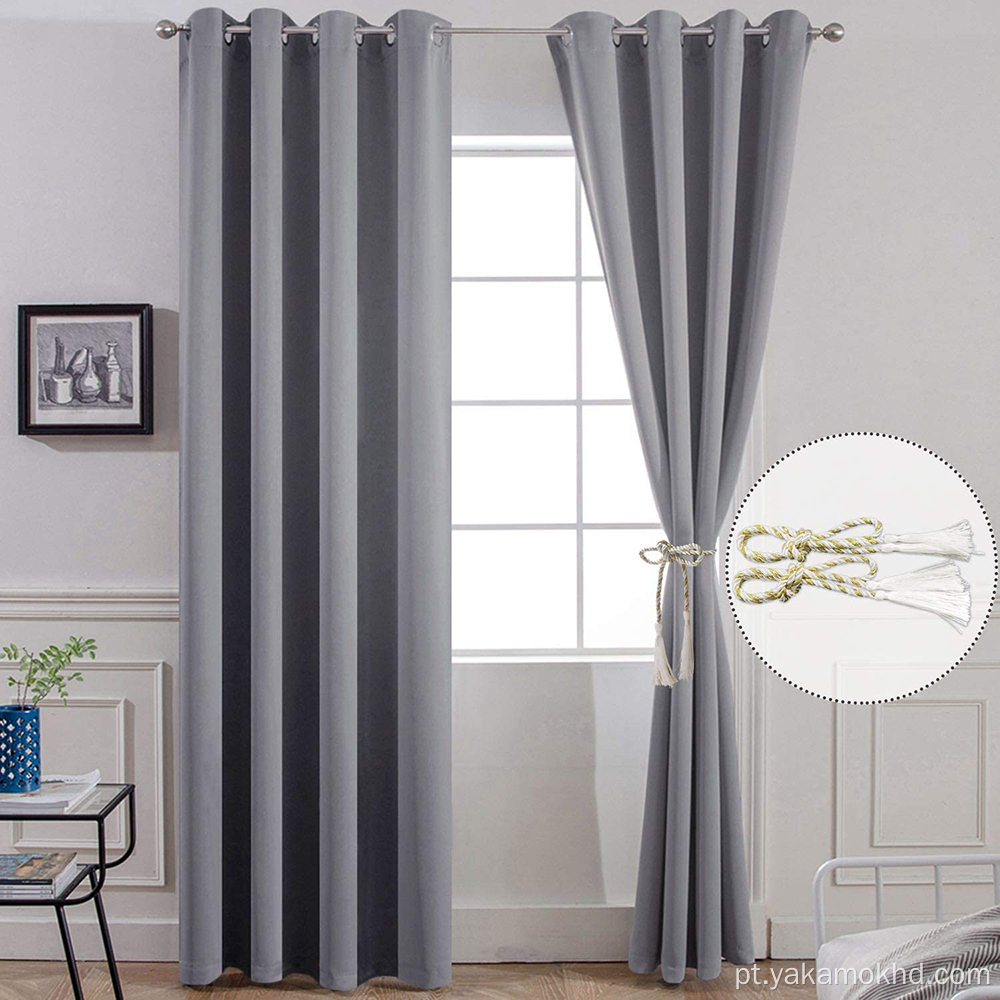 Cortinas pretas longas cinza de 96 polegadas