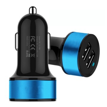 SN-143-R black+blue 3.4A dual usb car charger for mobile phone desktop devices
