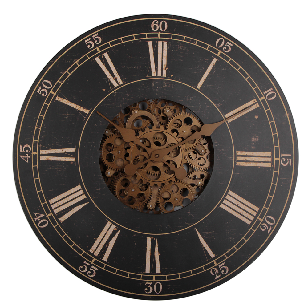 Wooden 18 Inches Rustic Gear Wall Clock