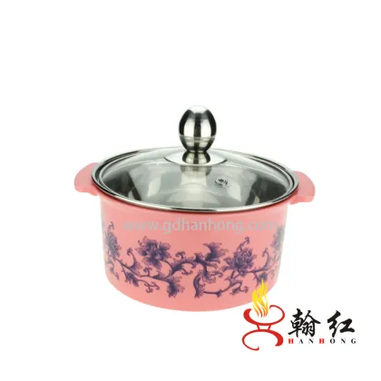 Hanhong Chinese Antique Enamel Cast Iron Sauce Pot with Double Ears