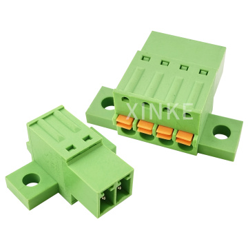 3.81MM Spring Press Type Screwless Terminal Block Socket with fixing holes