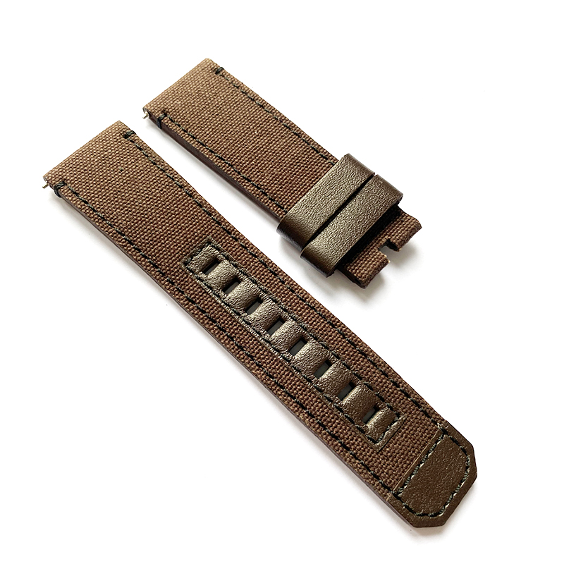 Leather canvas watch strap