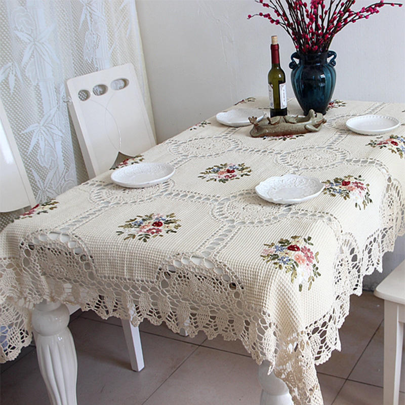 factory wholesale handmade large square crochet table cloth