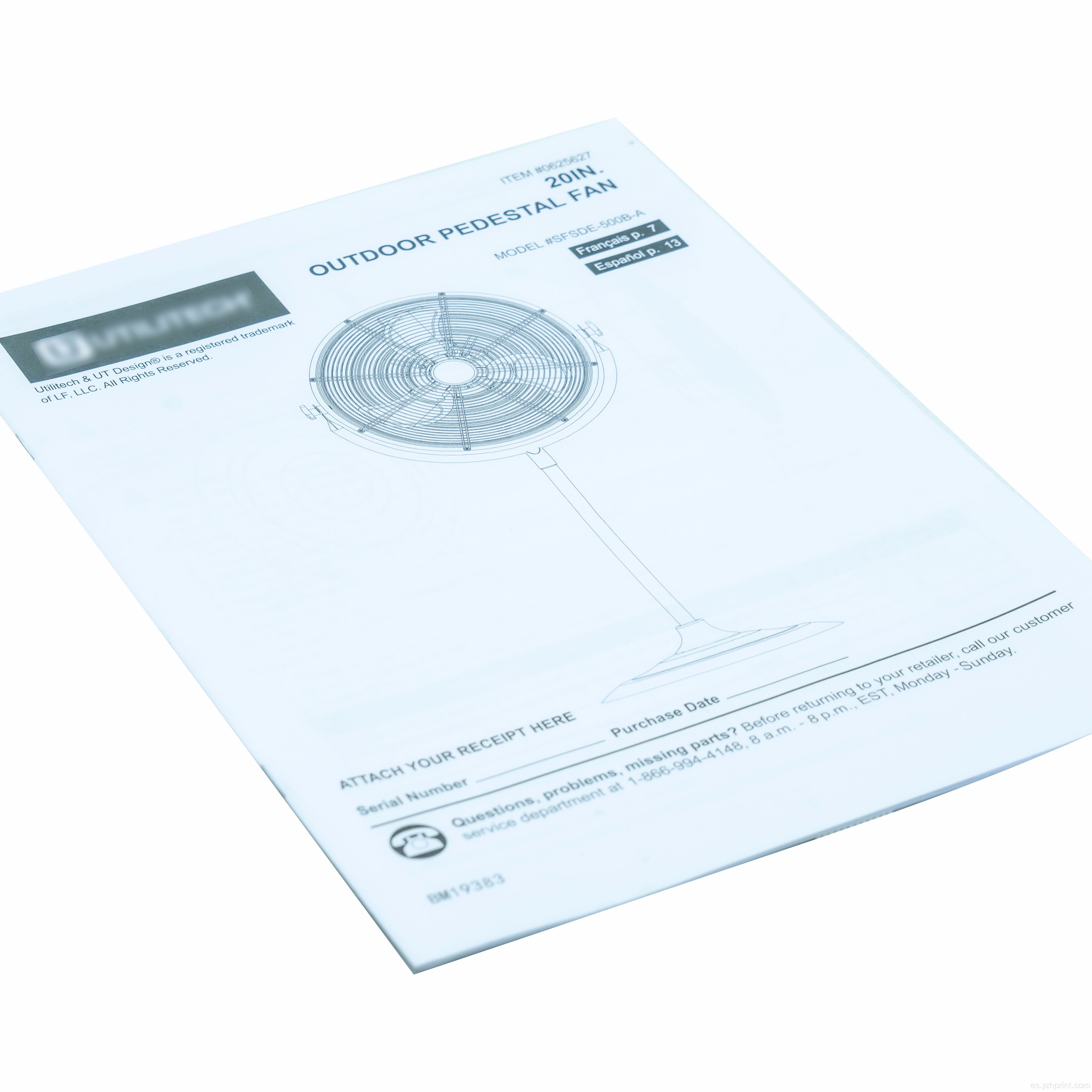 Productos de impresión personalizados Manual de ventilador Manual Impresión
