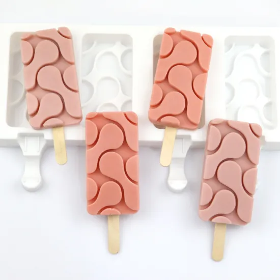1078 4 Cavity Large Water Pattern Silicone Ice Cream Mold for DIY Home Kitchen Hand Make Tools