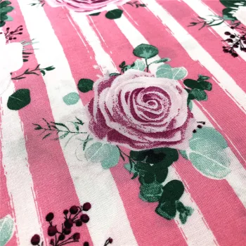 Woven Rayon 45S 105Gsm Stripe Design With Flower