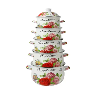 18-26cm Eco-Friendly Cookware Cooking Soup Pot Kitchen Container Enamel Casserole Set