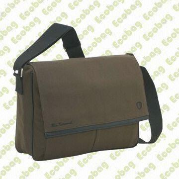 Messenger Bag with Canvas Body and PU Trimming on Flap
