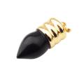 Natural lamp bulb Gemstone Crystal Black onyx Pendant Plated Gold