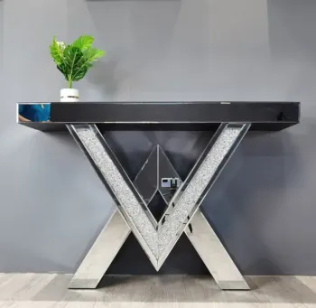 Glass porch table with modern mirror design