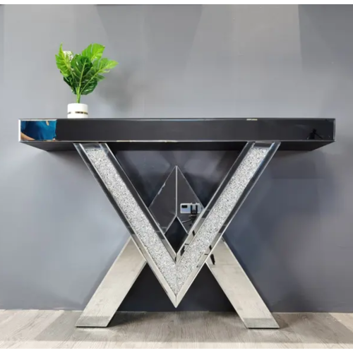 Mesa de varanda de vidro com design moderno de espelho