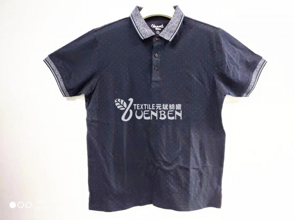 Solid Jersey With Printing And Jacquard Collar Shirt