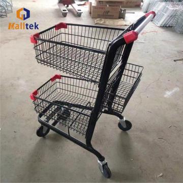 Supermarket Three Layers Metal Shopping Basket Trolley