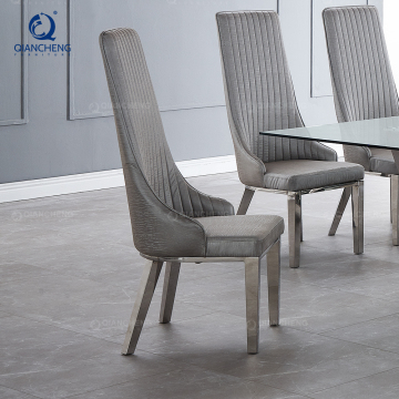 Luxury Chrome PU Leather Dining Chairs with Upholstered Stainless Steel Legs