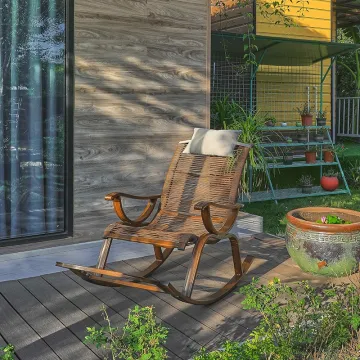 Waterproof Rattan Patio Outdoor Furniture Set for Balcony Garden with Rocking Chair