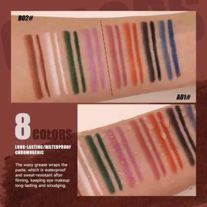 8-Color Black Brown Waterproof Smudge-Proof Gel Eyeliner