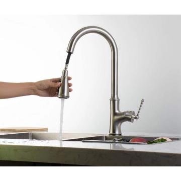 USA Villa ปุ่มจับเดี่ยว Push Pull Down Kitchen Faucet Matte Black ORB Kitchen Faucet