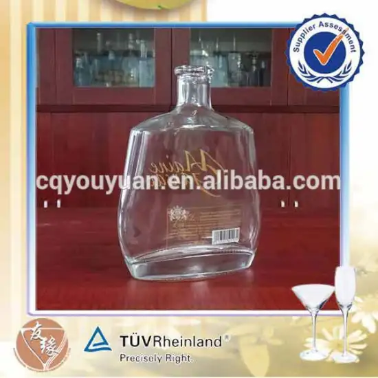 Cork top 700ml high flint glass decorated bottle of vodka