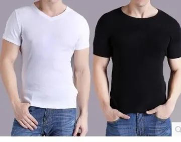 Men's T-shirt in summer Wet cotton short sleeved big yard stretch Youth bottoming shirt T-shirt shirt