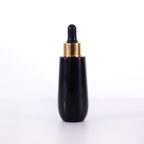 40ml black glass bottle with golden dropper