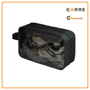 custom microfiber shoe bag with clear pvc front