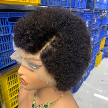 Krótka koronkowa peruka z koronki: Blueless Afro Kinky Curly Human Hair Peruki