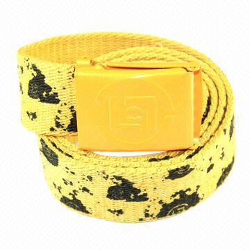Women's fashionable fabric/print/yellow and black/neon /polyester belt, color buckle