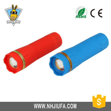 Promotional Hot Plastic small LED Flashlight, Zoomable flashlight
