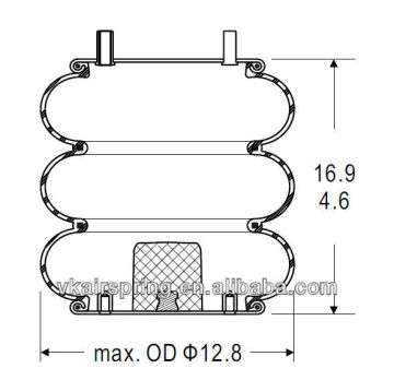 Triple convoluted air spring/Air suspension 3B12-312/Car part For HENDRICKSON