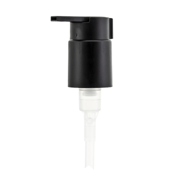 Bomba de loción negra mate 24/410 con boquilla larga con cierre giratorio y clip de viaje