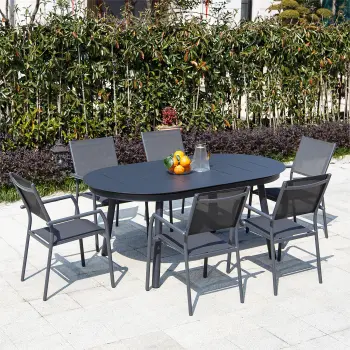 7-Piece Outdoor Dining Set: Extendable Table and Chairs for Garden or Courtyard