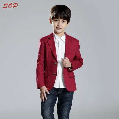 Children clothing formal kids outfit linen blazer boys jacket for autumn winter or all year around