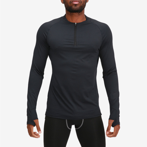 Wholesale Breathable Long Sleeve Gym Shirt Men Black