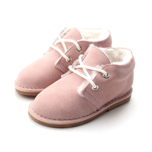 Топли зимни бебешки детски плюшени кожени обувки